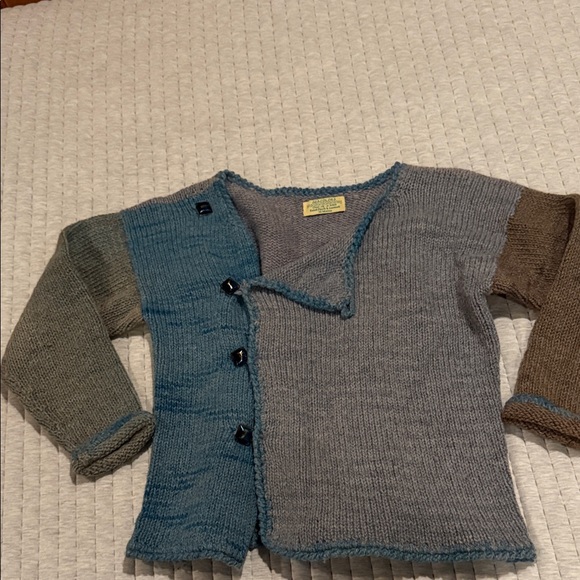 Seacolors One of a Kind Two-Tone Knit Cardigan. Hand Dyed & Loomed in Maine, - Picture 9 of 11